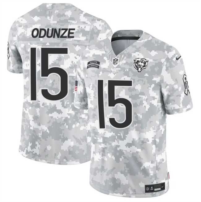 Mens Chicago Bears #15 Rome Odunze 2024 F.U.S.E Arctic Camo Salute To Service Limited Stitched Football Jersey Dzhi